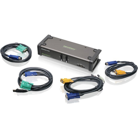 Iogear 2 Port Dual View Kvm Switch W/audio And Usb Peripheral Sharing Taa Compliant
