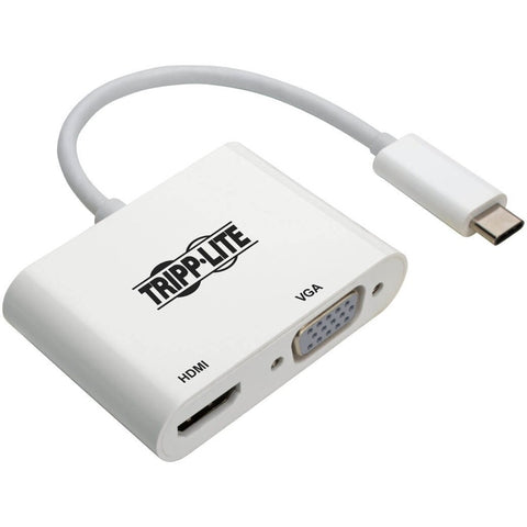 Eaton Tripp Lite Series Usb-c Multiport Adapter (m/2xf) - 4k Hdmi, Vga, White -  3840