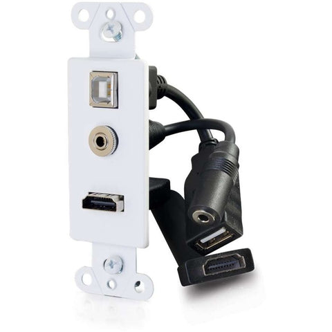 C2g Decorative Hdmi Usb 3.5mm White Wp - Supports Hdmi Audio/video Signals, Usb And