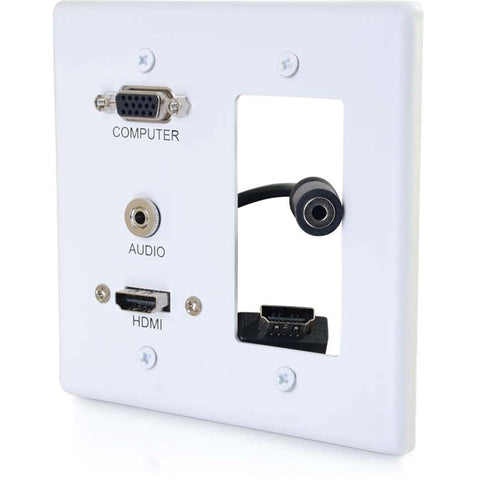 C2g Dualgang Vga 3.5mm Hdmi Decorative Wh Wp - Supports Hdmi Audio/video Signals, Vg