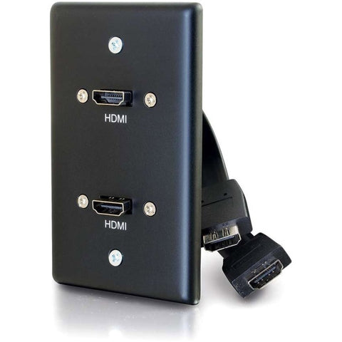 C2g Single Gang Dual Hdmi Pigtail Black Wp - Supports 2 Hdmi Audio/video Signals, Fl