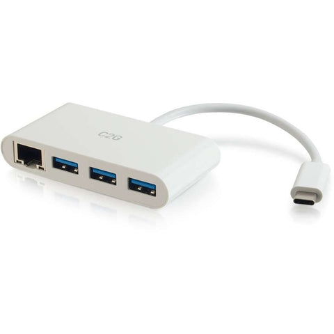 C2g Usb-c Ethernet And 3-port Usb Hub White