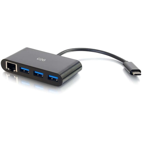 C2g Usb-c Ethernet And 3-port Usb Hub Black