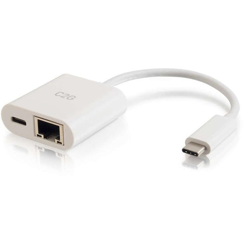 C2g Usb-c Ethernet Adapter W/ Power White