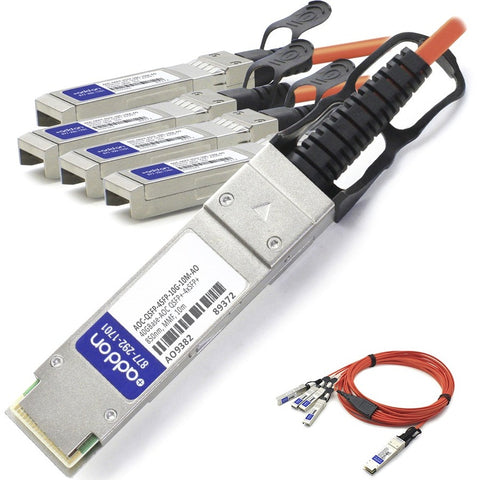 Add-on Addon Dell Aoc-qsfp-4sfp-10g-10m Compatible Taa Compliant 40gbase-aoc Qsfp+ To 4