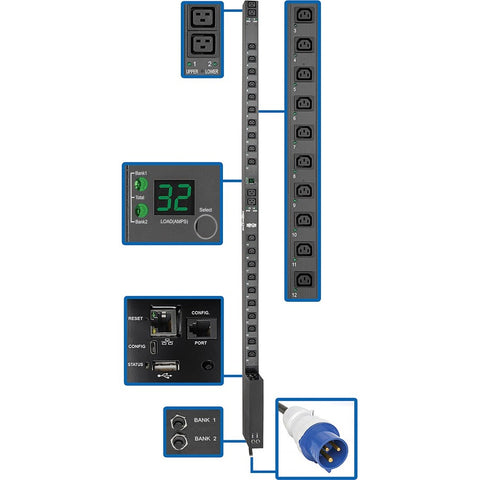 Eaton Pdumv32hvnetlx - Power Distribution Unit - Vertical (0u) - 230v - 7.7kw - (20) C