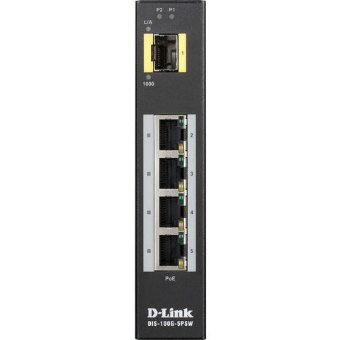 D-link Systems 5-port Gigabit Poe Unmanaged Hardened Industrial Din-rail Switch With 1 Sfp - Di