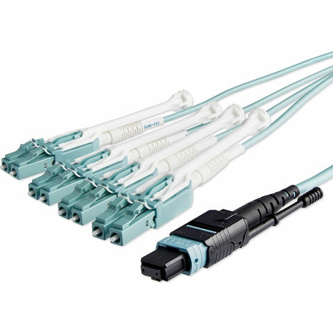 Startech 10m (33ft) Mtp(f)/pc To 4x Lc/pc Duplex Breakout Om3 Multimode Fiber Optic Cable