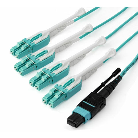 Startech 1m (3.3ft) Mtp(f)/pc To 4x Lc/pc Duplex Breakout Om3 Multimode Fiber Optic Cable