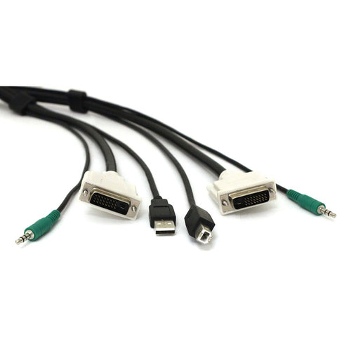 Black Box Secure Kvm Cable - Each End (1) Usb, (1) Dual-link Dvi, (1) 3.5mm Audio, 6-ft. (
