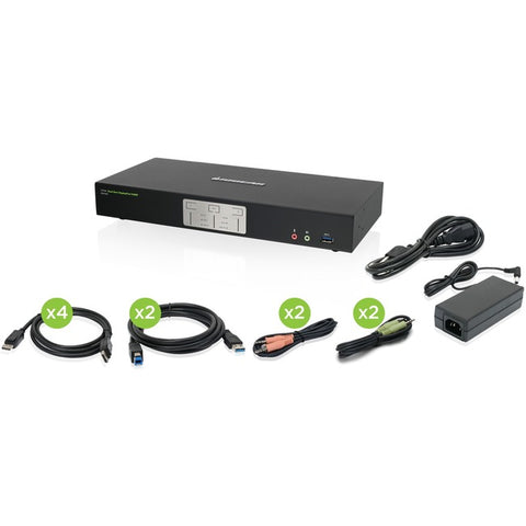 Iogear 2-port 4k Dual View Displayport Kvmp With Usb 3.0 Hub And Audio (taa) Taa Compli