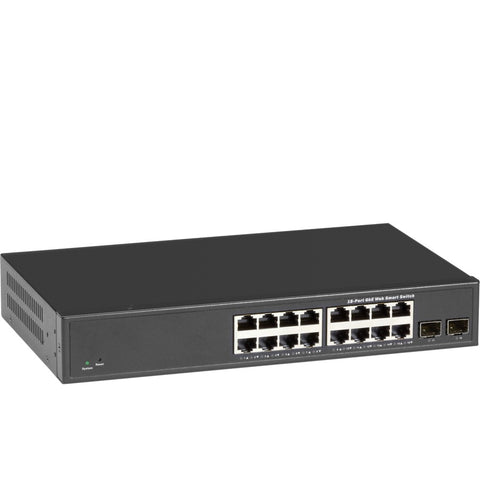 Black Box This Layer 2 Web Smart Switch Includes 16 10-/100-/1000-mbps Rj45 Ports And Two