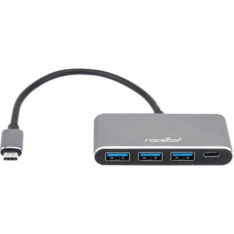 Rocstor Premium Slim 4-port Hub Usb-c To 3x Usb-a 1x Usb-c Portable Adapter - 5gbps - Bu