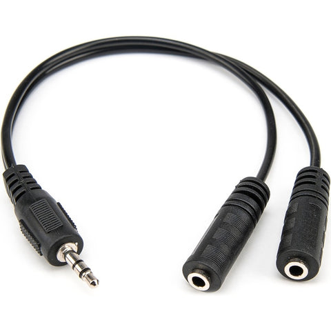 Rocstor Premium Slim Stereo Splitter Cable - 3.5mm Male To 2x 3.5mm Female - Nickel-plat