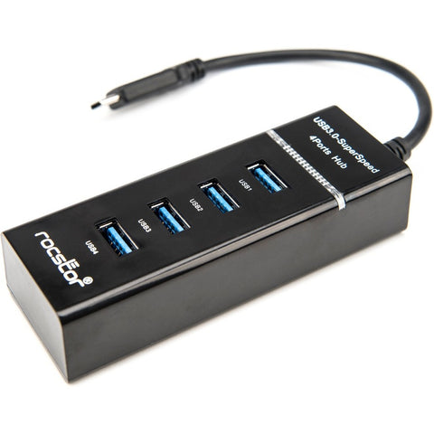 Rocstor Premium Slim Portable 4 Port Hub - Usb-c To 4x Usb-a Slim Hub - Usb 3.0