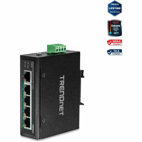 Trendnet Inc 5-port Industrial Fast Ethernet Poe+ Din-rail Switch
