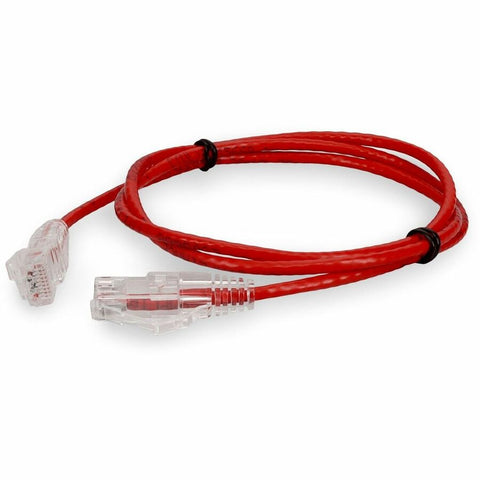 Add-on Addon 1ft Red Cat 6 Slim Pvc Ethernet Cable Snagless Clear-claw Rj-45 M/m