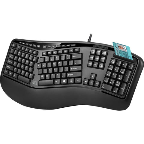 Adesso Innovation Inc Desktop Ergonomic Smart Card Reader Keyboard (taa Compliant) - Designed To Keep