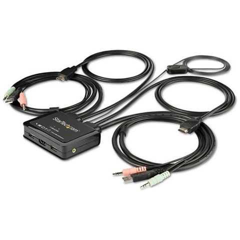 Startech 2 Port Hdmi Kvm Switch W/ Built-in Cables - Dual Uhd Desktop Kvm With Audio - Bu