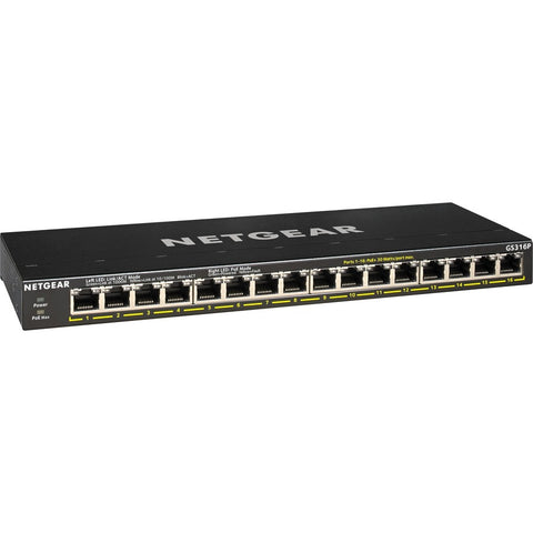 Netgear Switch - Gs316p - Desktop - Wired - 1gbps - Networking / Ports Qty: 16 - Gigabit