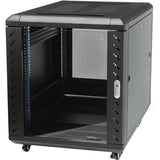StarTech.com 15U 19" Server Rack Cabinet - 4 Post Adjustable Depth (6-32") Locking Knock Down Enclosure - Mobile w/Glass Door & Casters