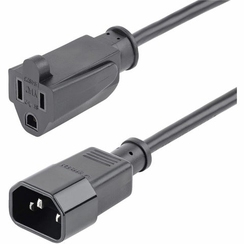 Startech Ac Power Extension Cord 1ft (0.3m) 18awg Power Supply Extension Cable  Iec 60320