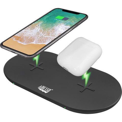 Adesso Innovation Inc 15w Max Dual Wireless 2 Coils Qi-certified Fast Charging Pad