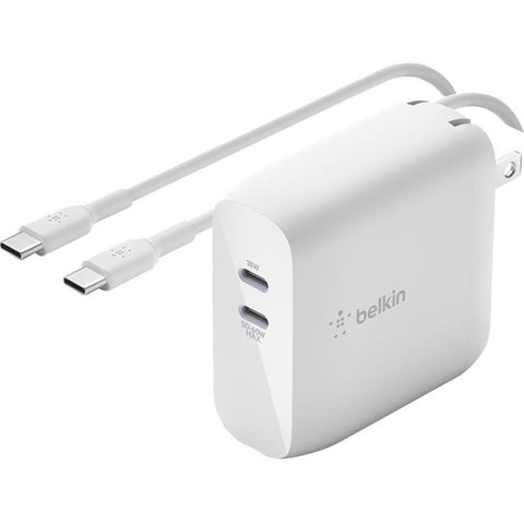 Belkin International Inc Boostcharge Dual Usb-c Gan Wall Charger 68w + Usb-c Cable - White