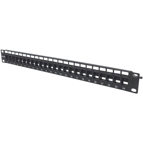 Intellinet Blank Patch Panel; 24-port, 1 U, Black,