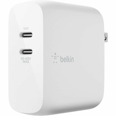 Belkin International Inc Compact 68w Charger With Two Usb-c Ports And Power Delivery. Intelligent Power S
