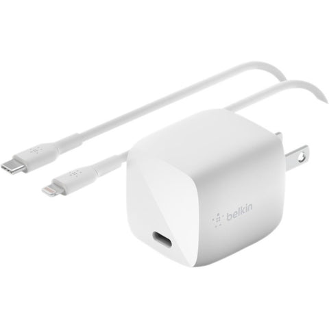 Belkin International Inc Wch001dq1mwh-b5 - Boost Charge 30w Usb-c Gan Wall Charger + Usb-c To Lightning C