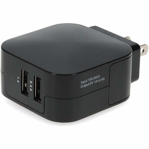 Add-on Dual-port Usb Wall Charger 5v 3.4a For Use With Standard Us Ac Black Wall Plugs