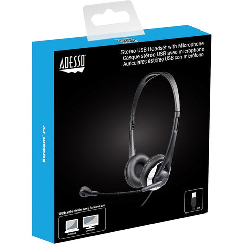 Adesso Innovation Inc Adesso Usb Headset,  Stereo Sound , Noise Cancelling Adjustable Microphone, Nois