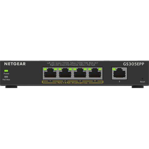 Netgear Switch - Gs305epp - Wired - 1gbps - Networking / Ports Qty: 5 - Gigabit Ethernet