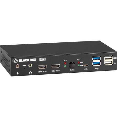 Black Box Kvm Switch - Uhd 4k, Dual-monitor, Hdmi/displayport, Usb 3.2 Gen 1, Usb Type C,