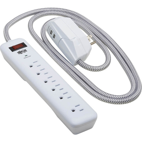 Eaton 7-outlet Surge Protector 6 On Strip/1 In Detachable Plug 2 Usb Ports 2.4a Shared