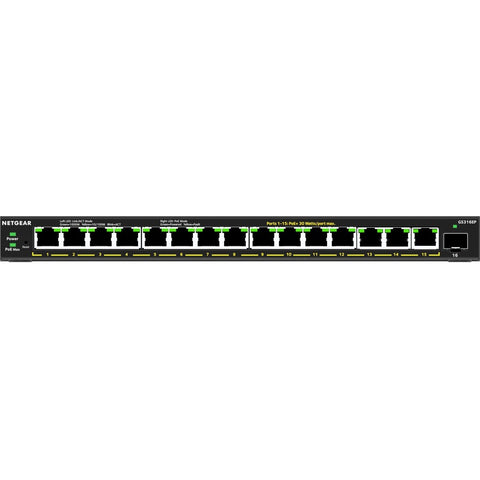 Netgear 16-port Poe+ Gigabit Ethernet Plus Switch (180w) With 1 Sfp Port