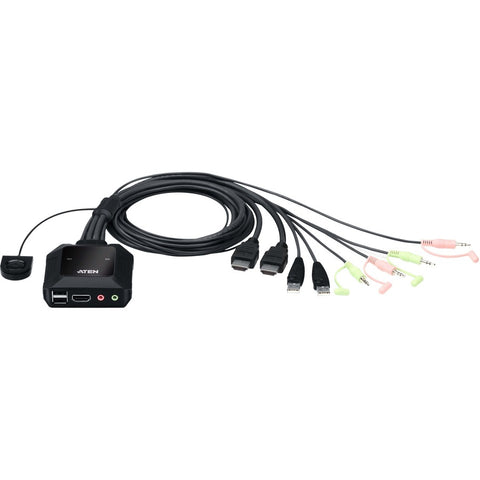 Aten 2-port Usb 4k Hdmi Cable Kvm With Remote Port Selector