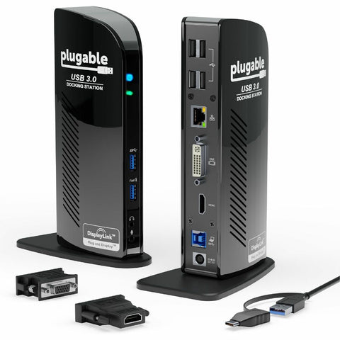 Plugable Technologies Usb 3.0 Universal Laptop Docking Station Dual Monitor For Windows And Mac(hdmi A