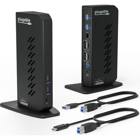 Plugable Technologies Usb 3 & Usb-c Dual 4k Display Docking Station With Dp And Hdmi For Windows & Mac