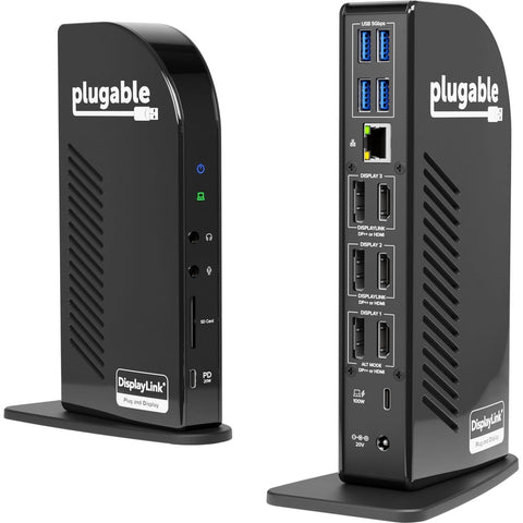Plugable Technologies Plugable 4k Usb C Docking Station Triple Monitor With 100w Charging, Usb C Dock