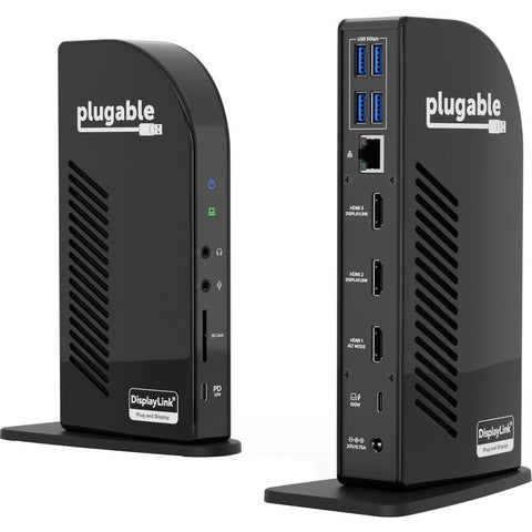 Plugable Technologies Plugable Usb-c Triple Monitor Docking Station, 100w, Windows, Mac, Chrome (3x Hd