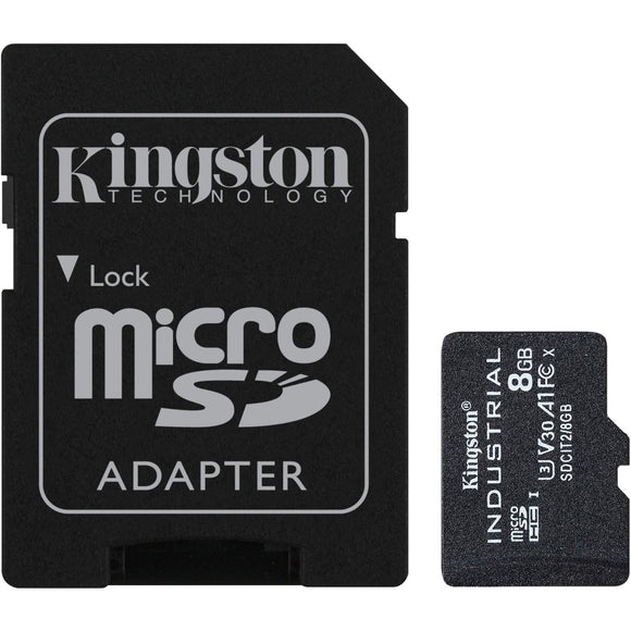 Kingston 8gb Microsdhc Industrial C10 A1 Pslc Card + Sd Adapter