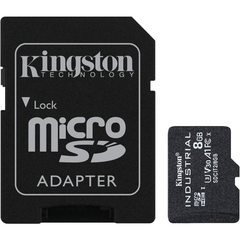 Kingston 8gb Microsdhc Industrial C10 A1 Pslc Card + Sd Adapter