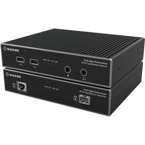 Black Box Mst Kvm Extender Over Catx/fiber - Quad-monitor, 4k Displayport, Usb Hid, Serial