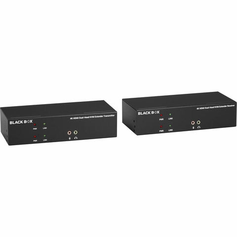 Black Box Kvm Extender Kit Over Catx - Dual-monitor, Hdmi 4k30, Usb 2.0, Audio, Serial, Lo