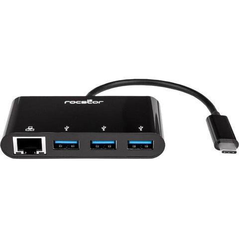 Rocstor Premium 3 Port Usb-c Hub With Gigabit Ethernet Usb C To 3x Usb-a Usb 3.0 Hub Wit