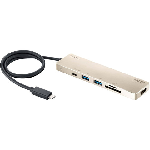Aten Usb-c Multiport Mini Dock With Power Pass-through - 60w