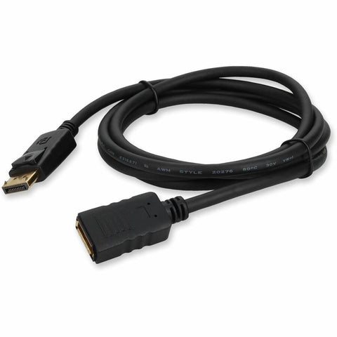Add-on Addon 6ft Displayport 1.2 Male To Female Black Cable Max Resolution Up To 3840x2