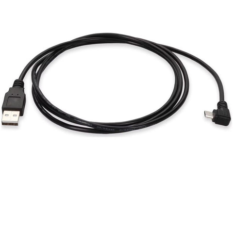 Add-on Addon 6ft Usb 2.0 (a) Male To Micro-usb 2.0 (b) Right-angle Male Black Cabl